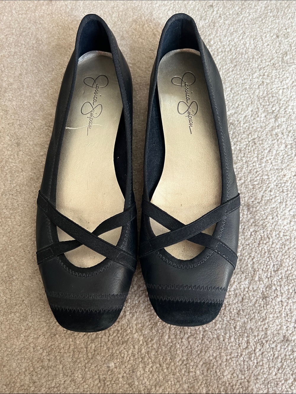 Jessica Simpson Black Crisscross Flats